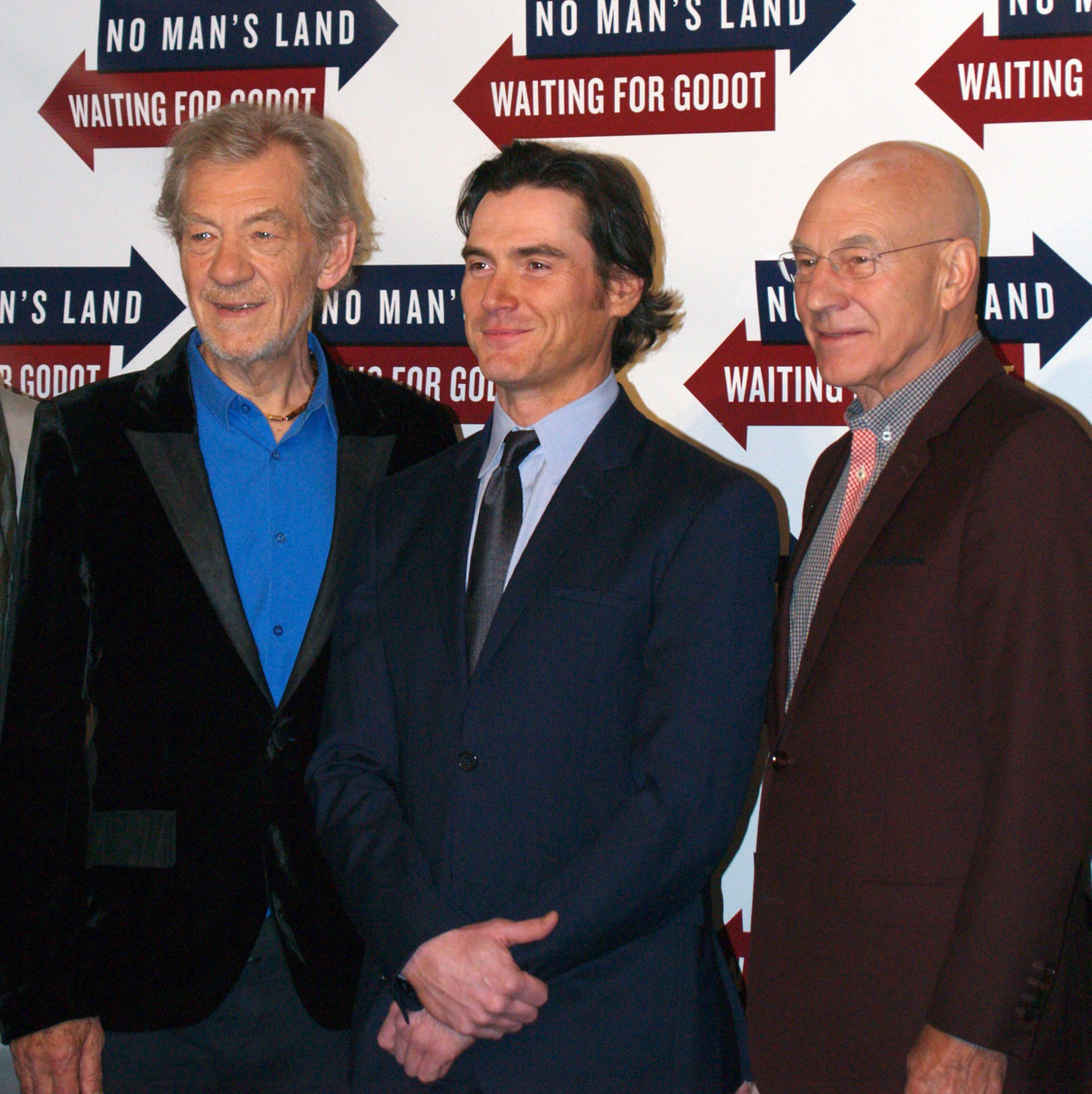Ian McKellen, Billy Crudup and Patrick Stewart at a 2013 Broadway press event