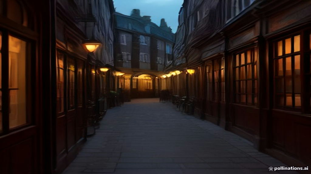 A historic restaurant facade with warmly lit windows on a narrow London lane in the evening